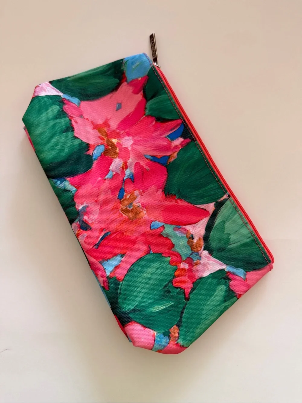 Lulu DK for Clinique Floral Cosmetic Makeup Bag Pink Green